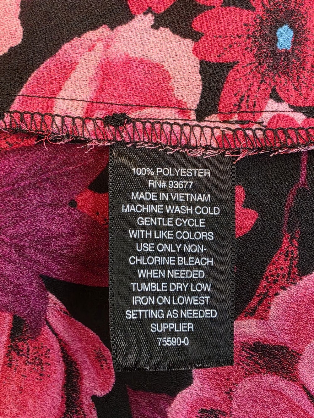 Worthington Pink Black Floral Roll Tab Sleeve Blouse 3X - Picture 5 of 16